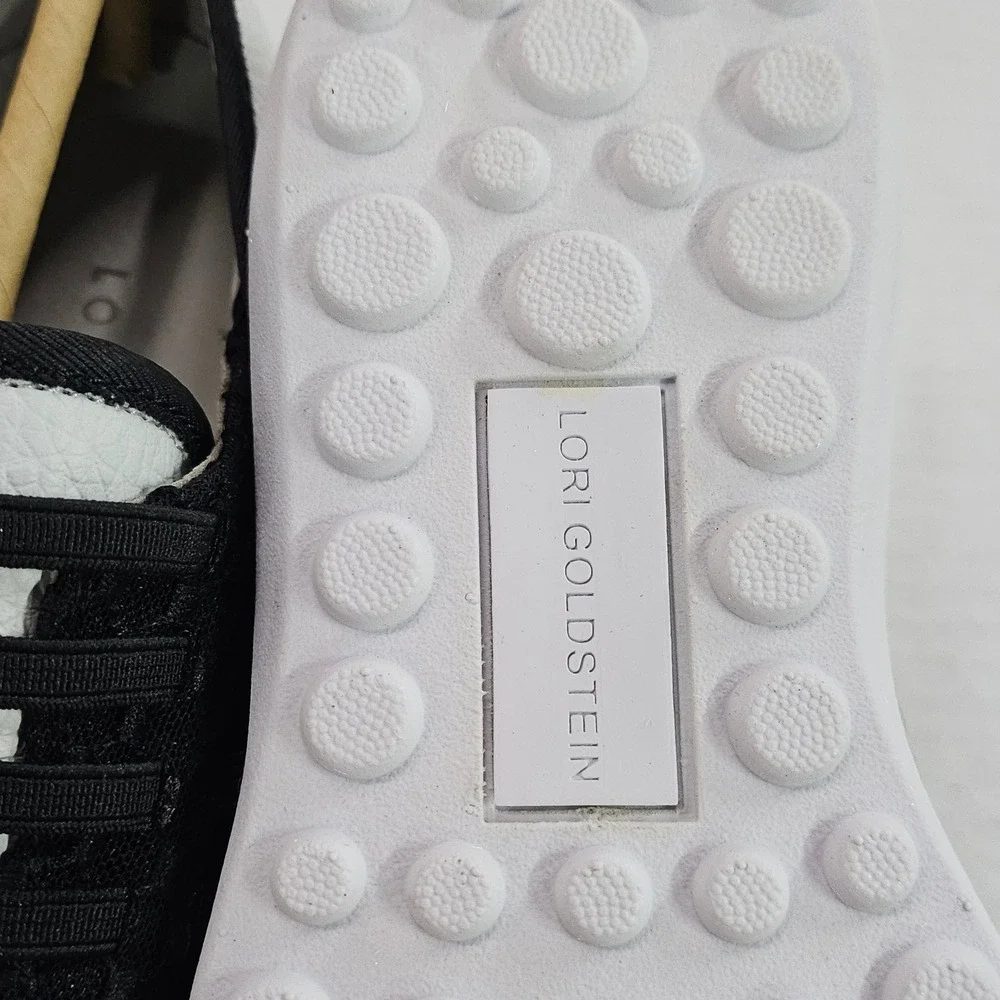 Lori Goldstein Collection Newlyn White Black Leather Slip On Sneaker 5M‎ A302888